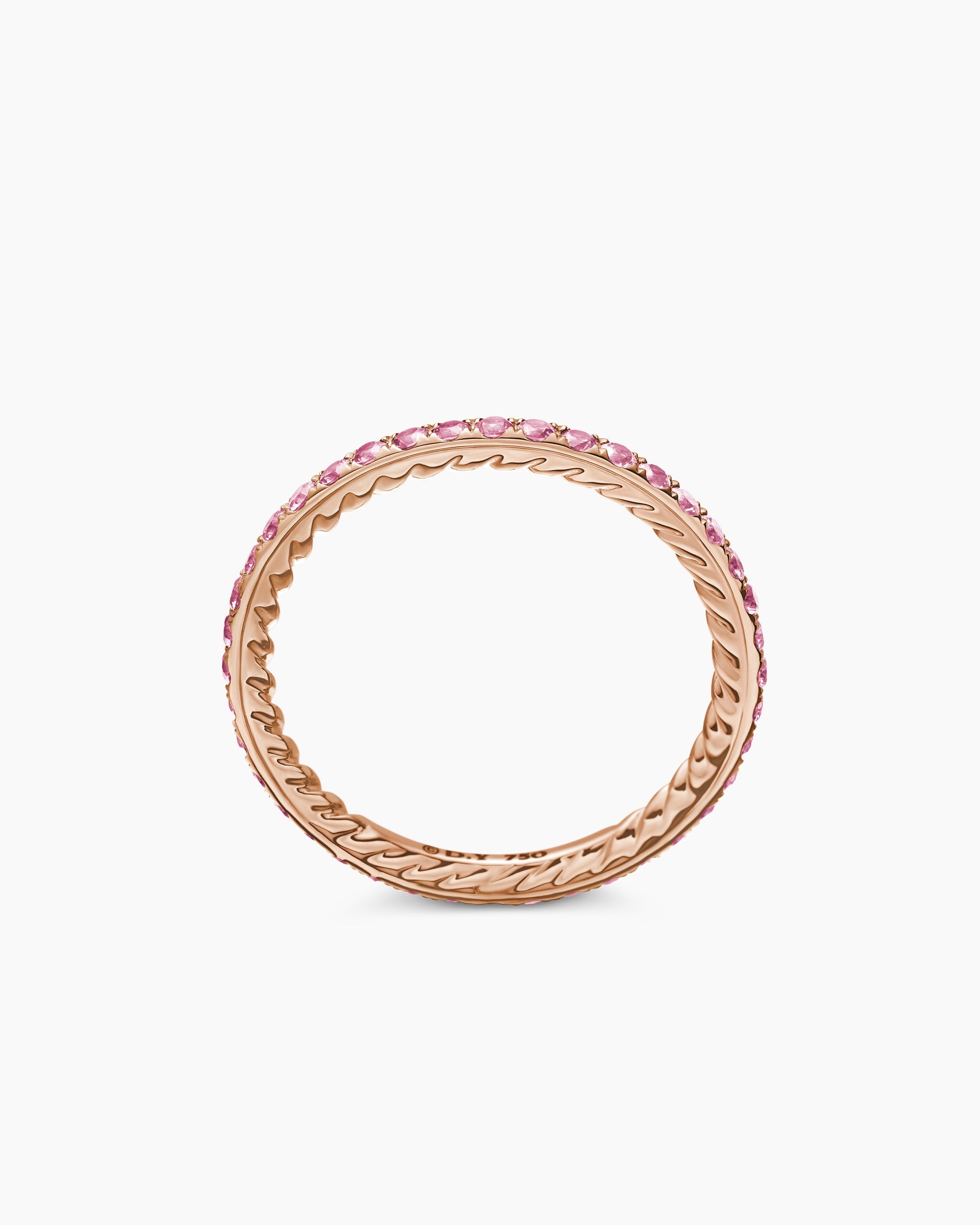 DY Eden Band Ring in 18K Rose Gold with Pavé Pink Sapphires, 1.85mm