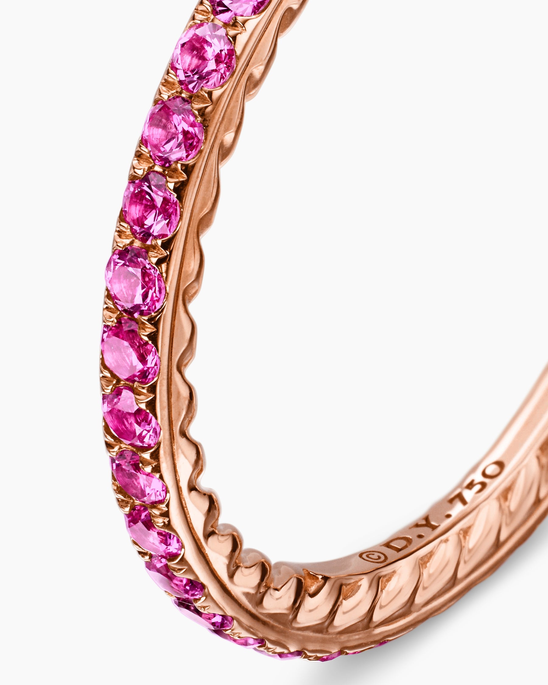 DY Eden Band Ring in 18K Rose Gold with Pavé Pink Sapphires, 1.85mm