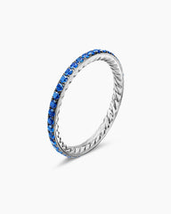 DY Eden Band Ring in Platinum with Pavé Blue Sapphires, 1.85mm