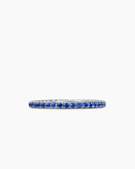 DY Eden Band Ring in Platinum with Pavé Blue Sapphires, 1.85mm
