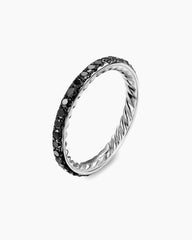 DY Eden Band Ring in Platinum with Black Diamonds, 2.2mm