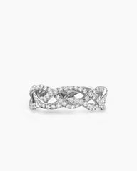 Wisteria® Band Ring in Platinum with Diamonds, 7.3mm