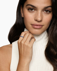 DY Eden Partway Band Ring in Platinum with Blue Sapphires, 2.8mm