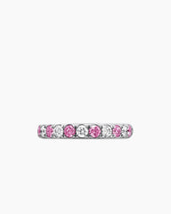 DY Eden Partway Band Ring in Platinum with Pink Sapphires and Diamonds, 2.8mm