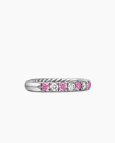 DY Eden Partway Band Ring in Platinum with Pink Sapphires and Diamonds, 2.8mm