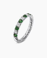 DY Eden Partway Band Ring in Platinum with Tsavorites and Diamonds, 2.8mm