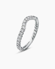 DY Eden Band Ring in Platinum with Pavé Diamonds, 2.3mm