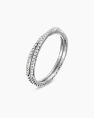 DY Crossover® Micro Pavé Band Ring in Platinum with Pavé Diamonds, 3.14mm