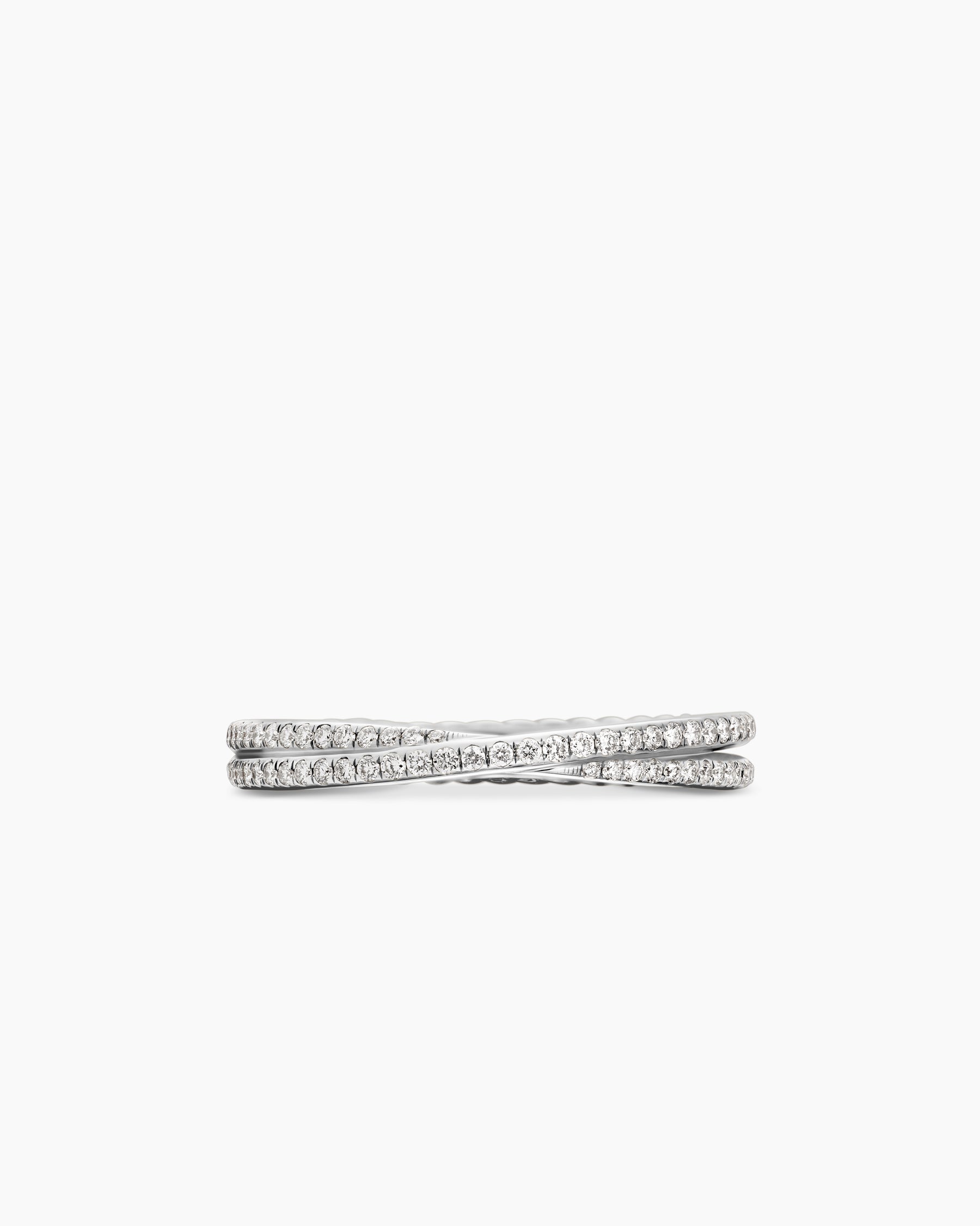 DY Crossover® Micro Pavé Band Ring in Platinum with Pavé Diamonds, 3.14mm