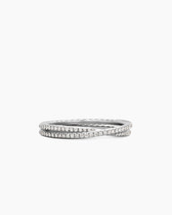 DY Crossover® Micro Pavé Band Ring in Platinum with Pavé Diamonds, 3.14mm