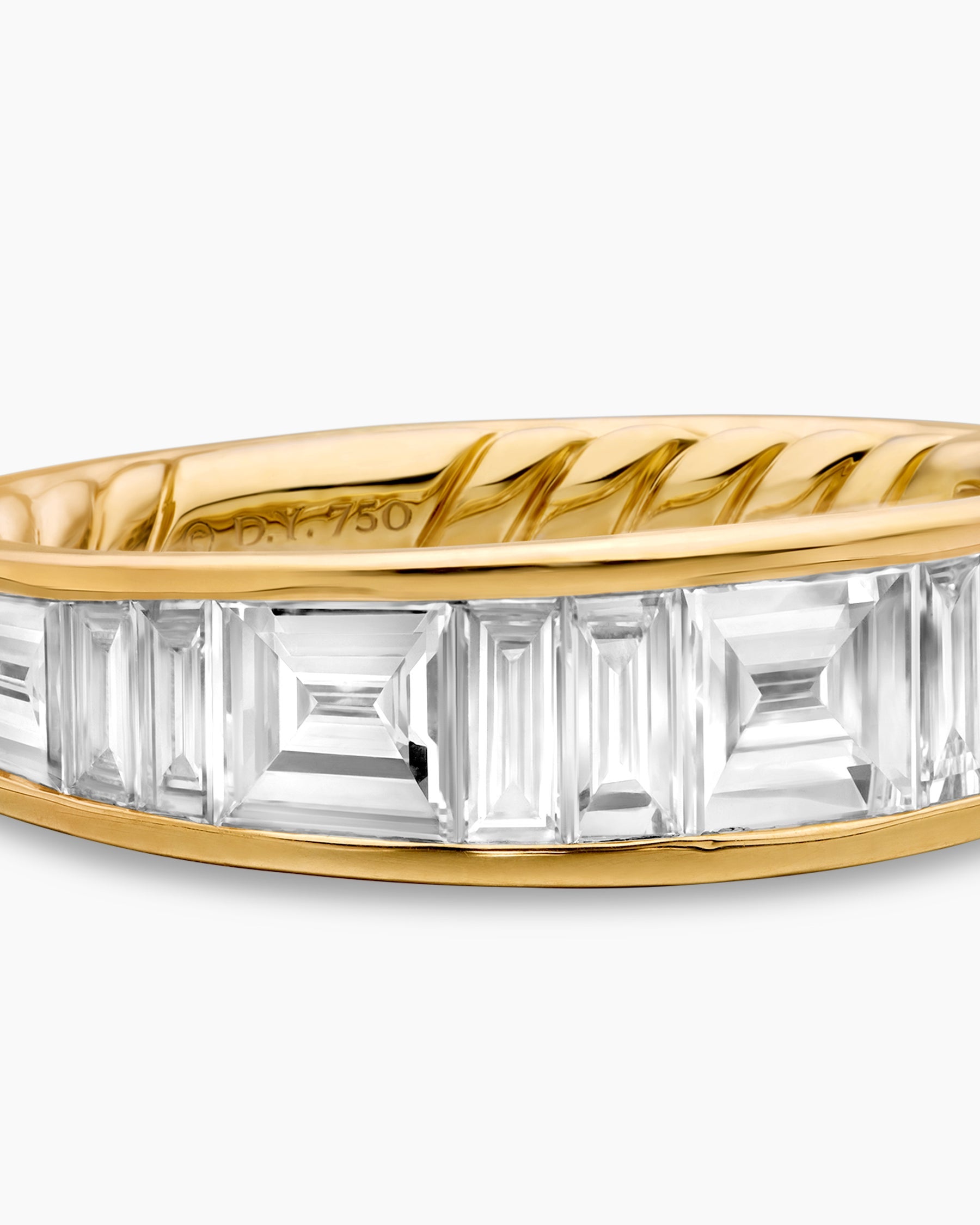 DY Eden Band Ring in 18K Yellow Gold with Baguette Diamonds, 4.8mm