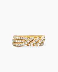 Continuance® Three Row Band Ring in 18K Yellow Gold with Diamonds, 6mm
