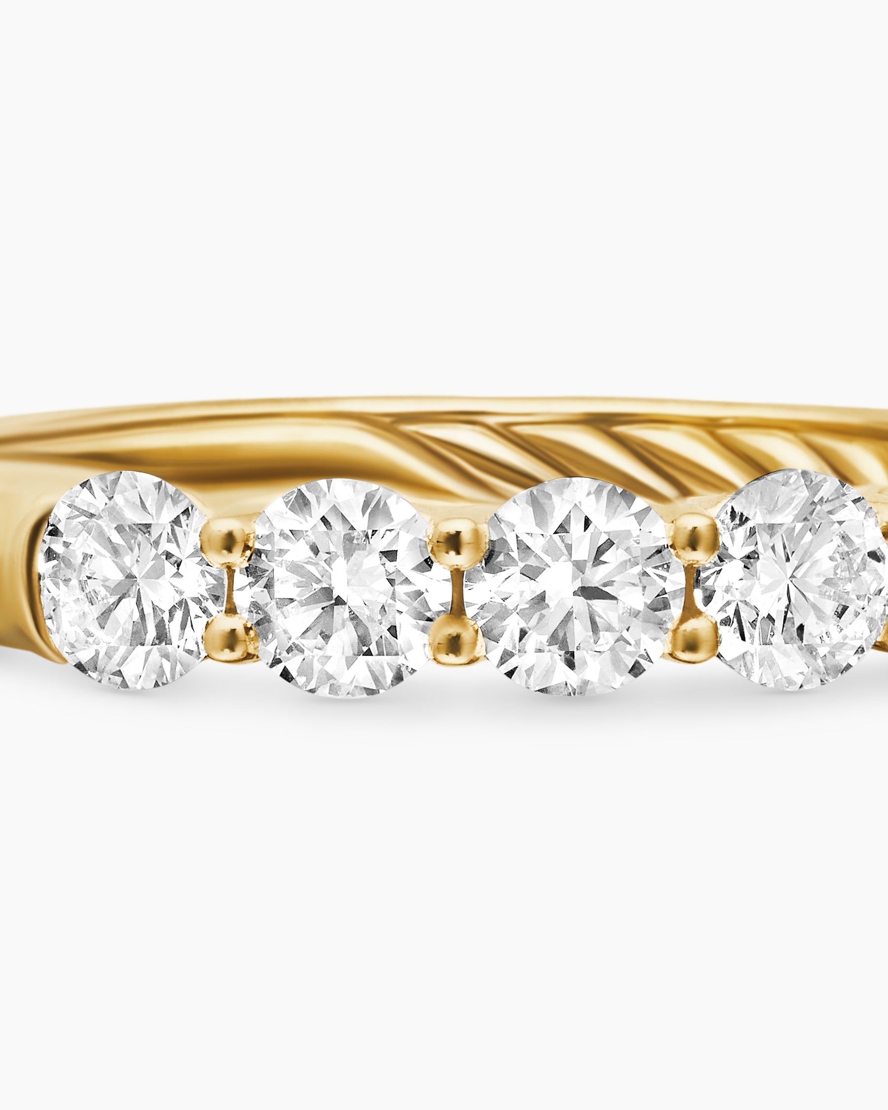 DY Eden Partway Band Ring in 18K Yellow Gold with Diamonds, 3.4mm