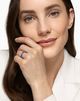 DY Eden Partway Band Ring in Platinum with Blue Sapphires, 3.4mm