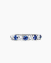 DY Eden Partway Band Ring in Platinum with Blue Sapphires and Diamonds, 3.4mm