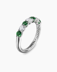 DY Eden Partway Band Ring in Platinum with Tsavorites and Diamonds, 3.4mm