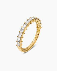 DY Eden Partway Band Ring in 18K Yellow Gold with Baguette Diamonds, 2mm