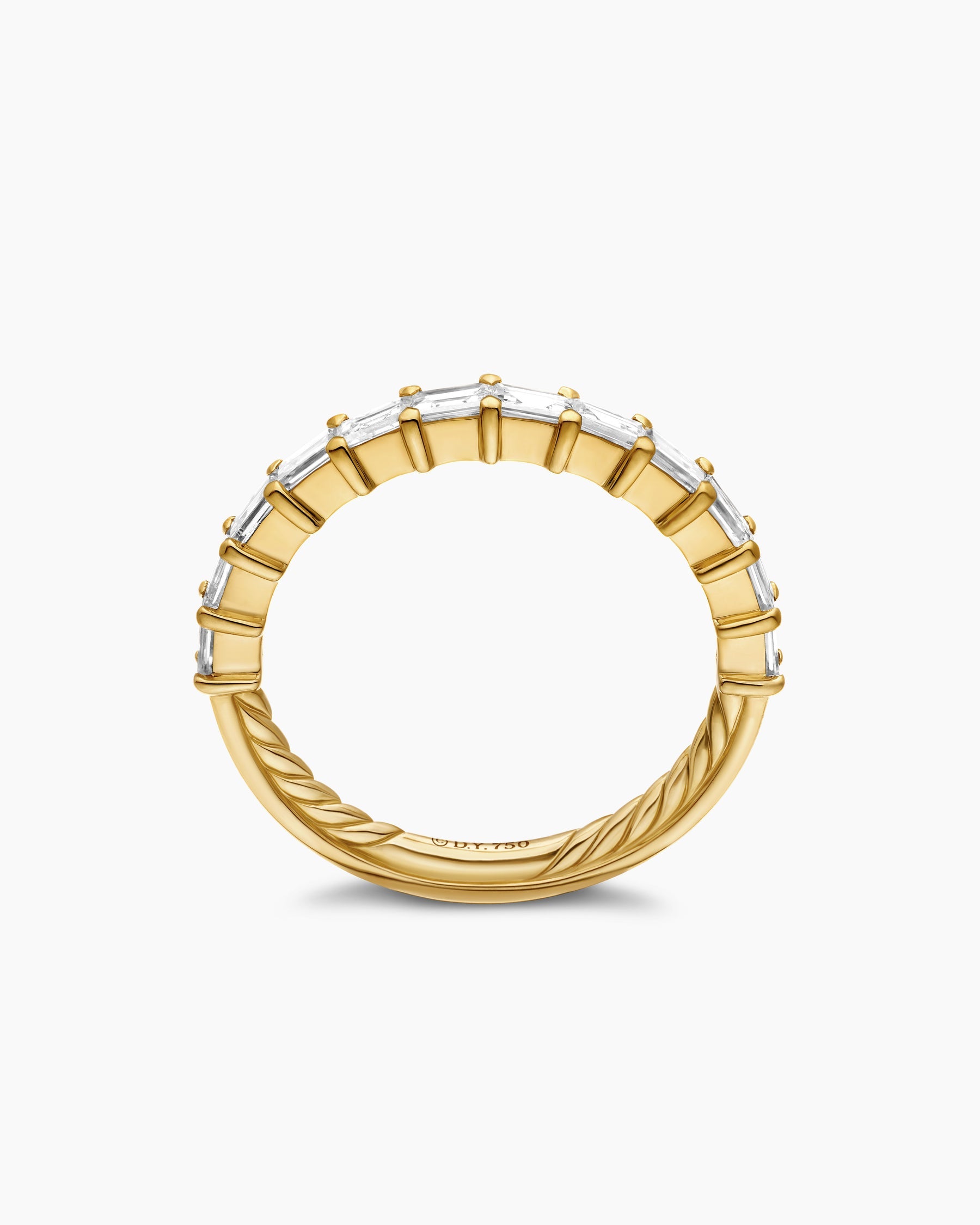 DY Eden Partway Band Ring in 18K Yellow Gold with Baguette Diamonds, 2mm
