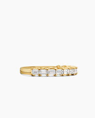 DY Eden Partway Band Ring in 18K Yellow Gold with Baguette Diamonds, 2mm