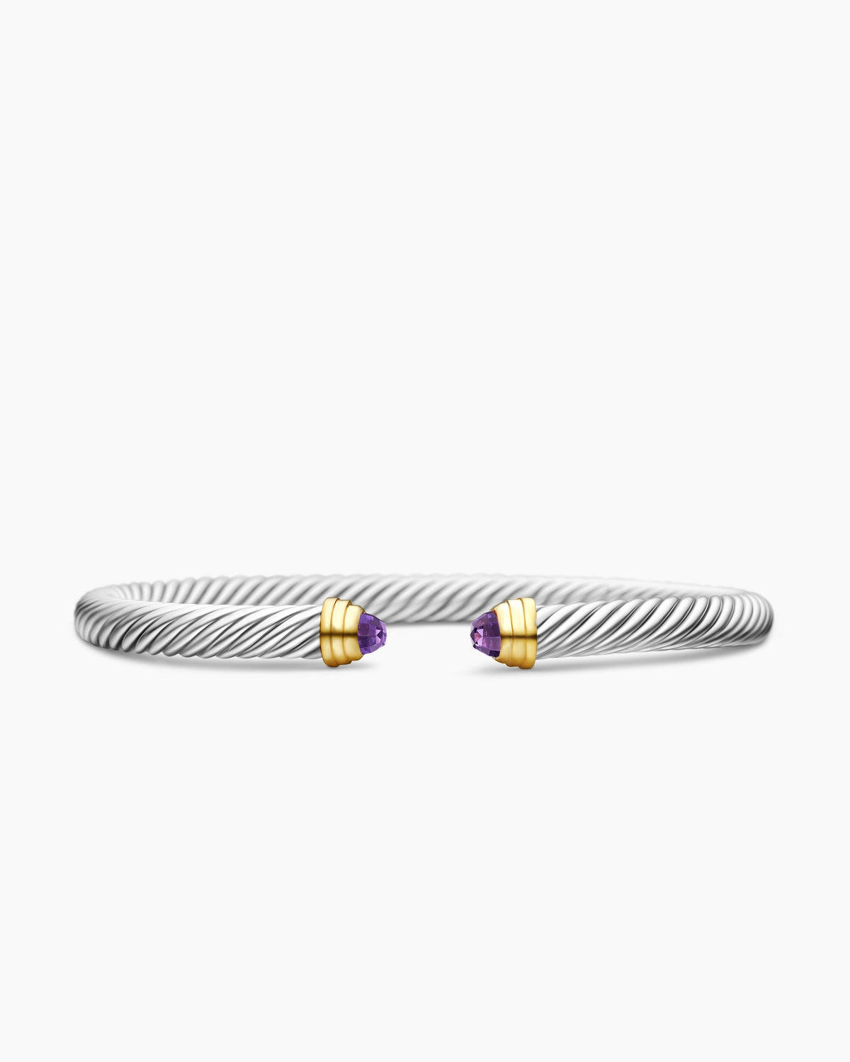 Classic Cable Bracelet in Sterling Silver with 14K Yellow Gold and Amethyst, 5mm