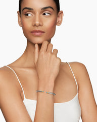 Classic Cable Bracelet in Sterling Silver with 14K Yellow Gold and Blue Topaz, 5mm