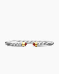 Classic Cable Bracelet in Sterling Silver with 14K Yellow Gold and Garnets, 5mm
