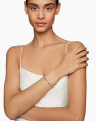 Classic Cable Bracelet in Sterling Silver with 14K Yellow Gold and Peridot, 5mm