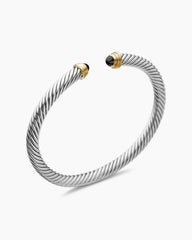 Classic Cable Bracelet in Sterling Silver with 14K Yellow Gold and Black Onyx, 5mm