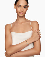 Classic Cable Bracelet in Sterling Silver with Black Onyx and Diamonds, 5mm