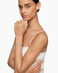 Classic Cable Bracelet in Sterling Silver with Peridot and Diamonds, 5mm