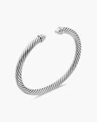 Classic Cable Bracelet in Sterling Silver with Pearls and Diamonds, 5mm