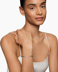 Classic Cable Bracelet in Sterling Silver with Pearls and Diamonds, 5mm