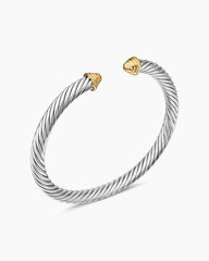 Classic Cable Bracelet in Sterling Silver with 14K Yellow Gold Domes, 5mm
