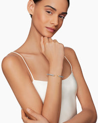 Classic Cable Bracelet in Sterling Silver with 18K Yellow Gold, Gold Domes and Diamonds, 5mm