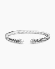 Classic Cable Bracelet in Sterling Silver with Diamonds, 5mm