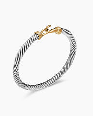 Buckle Classic Cable Bracelet in Sterling Silver with 14K Yellow Gold, 5mm