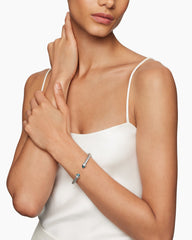 Classic Cable Bracelet in Sterling Silver with Hampton Blue Topaz and Diamonds, 5mm