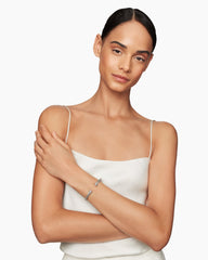 Classic Cable Bracelet in Sterling Silver with Morganite and Diamonds, 5mm