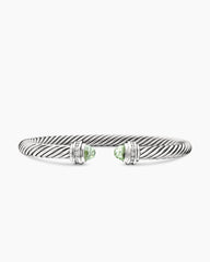 Classic Cable Bracelet in Sterling Silver with Prasiolite and Diamonds, 5mm