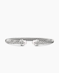 Classic Cable Bracelet in Sterling Silver with Pearls and Diamonds, 5mm