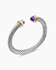 Classic Cable Bracelet in Sterling Silver with 14K Yellow Gold and Amethyst, 7mm