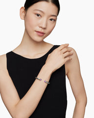 Classic Cable Bracelet in Sterling Silver with 14K Yellow Gold and Amethyst, 7mm