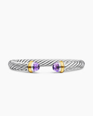 Classic Cable Bracelet in Sterling Silver with 14K Yellow Gold and Amethyst, 7mm
