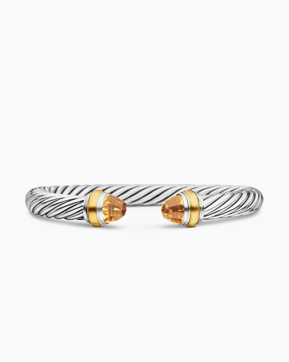 Classic Cable Bracelet in Sterling Silver with 14K Yellow Gold and Citrine, 7mm