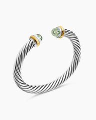 Classic Cable Bracelet in Sterling Silver with 14K Yellow Gold and Prasiolite, 7mm