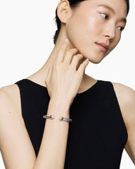 Classic Cable Bracelet in Sterling Silver with 14K Yellow Gold and Pearls, 7mm