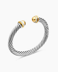 Classic Cable Bracelet in Sterling Silver with 14K Yellow Gold Domes, 7mm