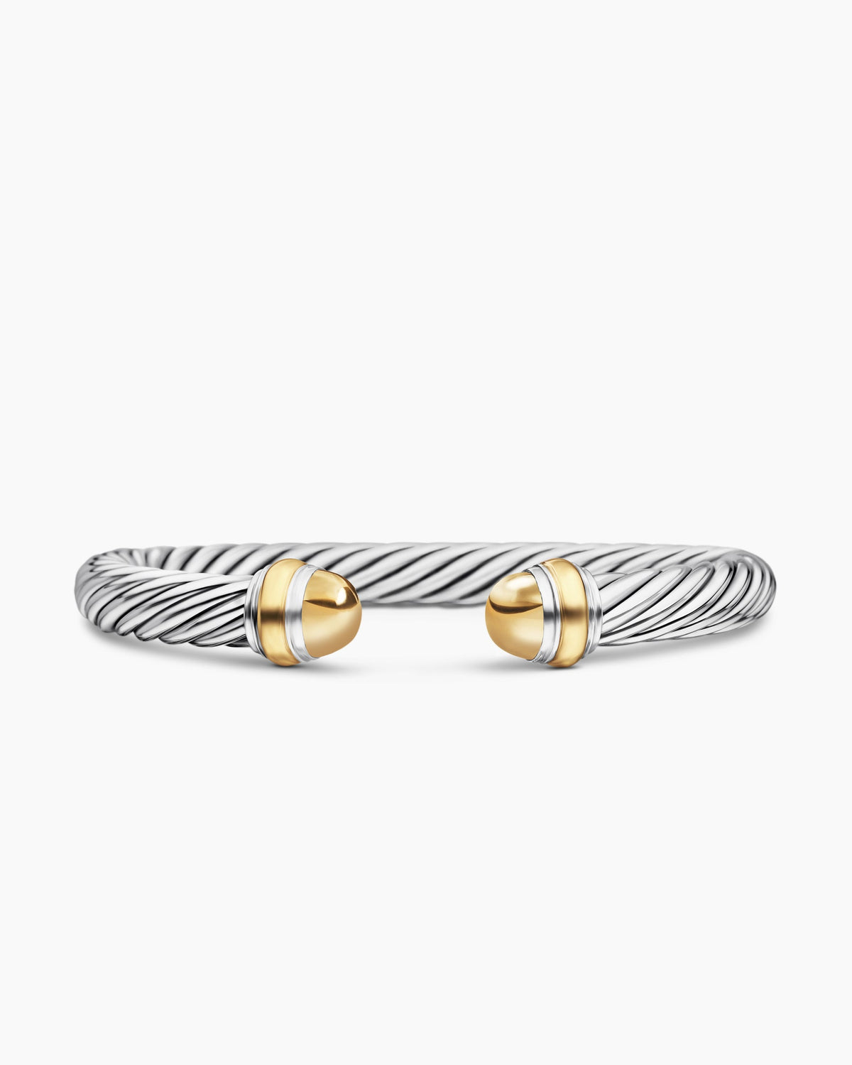 Classic Cable Bracelet in Sterling Silver with 14K Yellow Gold Domes, 7mm