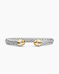 Classic Cable Bracelet in Sterling Silver with 14K Yellow Gold Domes, 7mm