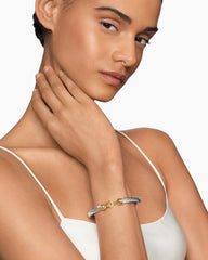 Buckle Classic Cable Bracelet in Sterling Silver with 14K Yellow Gold, 7mm